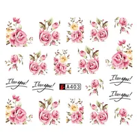 Hele DIY Designer Water Transfer Tips Nail Art Pink Rose Flower Sticker Sticker Decals Women Beauty Wedding2653