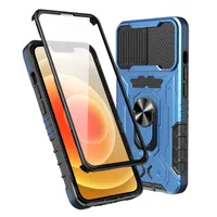 360 Rugged Full Body Case for iPhone 12 Pro Max with Screen Protector and Ring Kickstand Car Mount Protective Bumper Cover Phone Cases