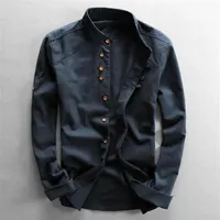Men's Cotton Linen Shirts Long Sleeve Men Casual Slim Mandarin Collar High Quality Summer Beach Shirt Plus Size 5xl245y271c