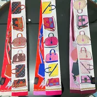 Korean Vintage Desinger Letters Flowers Print Bowknot Bags Scraf Scarves Charm Women Silk Handle Gloves Wraps Wallet Purse Handbag316q
