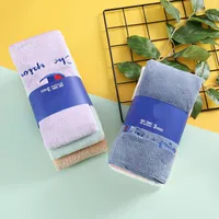3 -stcs/set Brand Towel Luxury Designer Hand Face Handhanddoek Soft Coral Fleece Borduurbrief Letter Vierkante handdoeken voor volwassenen Kinderen 35x75cm
