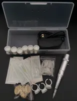 2Sets Gümüş Yeni Daimi Makyaj Makinesi Kiti Mikrobladlı Kalem Bıçakları İğne İpuçları Yüzük Tutucuları Beyaz Kutu Kaş Gözelin Dudak Dövme Salon