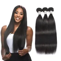 Brazilian Straight Hair Bundles 3 4 Pieces Human Hair 10-30 Inch Remy Extensions For Black Women