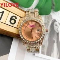 Luxury Roman Bling Hip Hop ombrato per orologio da 40 mm Quarzo Rhinestone Diamonds Watches Men Women Silver Rose Gold Owatch Factory Montre de Luxe