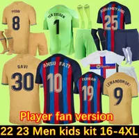 Voetbal Barce Memphis Pedri Adama Auba voetbaljersey Ferran Pedri 22 23 Ansu Fati 2021 2022 2023 Gavi F. de Jong Dest Men Kids Kit Barcelona Barca