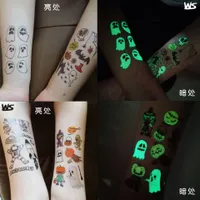 Pegatina de tatuaje de halloween niños luminosos pegatinas de tatuaje temporal en la cara brazos piernas niños dibujos animados