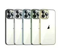 Ultra Thin 0.6mm Transparent Electroplating Full Lens PC Phone Cases for iPhone 14 13 12 Mini Pro Max Shock Absorption Clear Slim Hard Case Cover Chromed 3D Laser