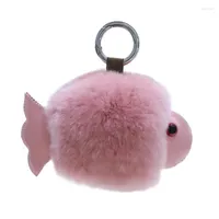 Keychains Real Rex Fur Keyring Bag Car Phone Pendant Kids 선물 선물 Charm Pompom Fish Ball Key Chain Smal22