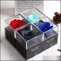 Decorative Flowers Wreaths Festive Party Supplies Home Garden New2022 Preserved In Glass Dome Eternal Rose Decoration Red Ecuador Gift Box