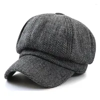 Berets Wuaumx 2022 Twill Sboy Cap For Men Women Autumn Tweed Octagonal Hat Vintage Artist Detective Hats Retro Baseball Caps ChapeauBerets