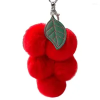 سلاسل المفاتيح R2LE Multicolor Pom Poms Ball Grape Fruit -Cheykain Keyyrings Silver For Girls Women Winter Backpack Car Decor Fred2