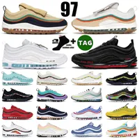 mens 97s Sports Running Shoes MSCHF x INRI Jesus Satan Black White Undefeated Pull Tab Obsidian for Men Women Designer 97 Worldwide max97 Trainers Sneakers 36-45