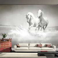 Пользовательский размер современный искусство 3D бег белая лошадь PO Машиная обои для спальни гостиная.