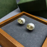 Fabrycznie detaliczny hurt hurtowy moda perła złota cyrkon kolczyki stadnina luksusowa marka projektant biżuterii litera wiselanta kobiet 18k złoto proste kwadratowe kolczyki