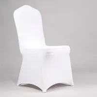 100pcs ucuz evrensel beyaz spandeks düğün sandalye kapakları parti ziyafeti el yemek streç elastik polyester kapak koltuğu y202467