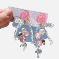 Candelier de colgación de color rosa Pendientes de gota de corazón para mujeres Parring geométrico geométrico de metal arete colgando