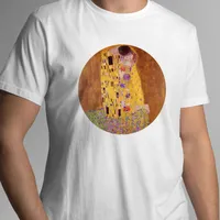 Men&#039;s T-Shirts Japanese Anime Spring And Summer The Kiss Gustav Klimt Normal Round Collar T-ShirtMen&#039;s