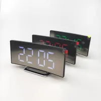 Yaratıcı elektronik saat büyük ekran kavisli led elektronik-saat ayna dilsiz çalar saat