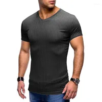 남자 티셔츠 2022 브랜드 남성 스포츠 피트니스 짧은 슬리브 티셔츠 장착 V- 넥 톱니 스웨터 맨의 loui22