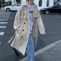 Men's Trench Coats Men X-long Baggy Pure Color Cargo Handsome Fashion Ulzzang High Street Autumn British Style Casual Cool Gentle All-matchM