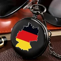 포켓 시계 블랙 레드 옐로우 드 디 독일 쿼츠 시계 Deutschland 독일 독일 깃발 기념품 시계 보석 장식 FOB를위한 여자 포켓
