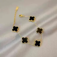 Pendant Ready to ship 18k gold plated stainls steel four leaf clover bracelet jewelry double side clover digner bracelet for women Luxury