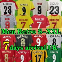 81 84 85 86 93 95 Dalglish Heskey Mens Retro Soccer Jerseys Fowler Gerrard Torres Kuyt Home Away 3rd Football Shirt Sistleve Uniforms S-XXL 7日到着英国
