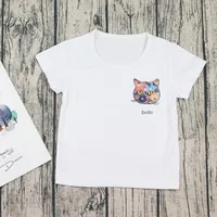 Camisetas casuales de gato bebé estampado estampado de animales chicas camiseta verano somanés blanco manga top camisetas para niños camisas