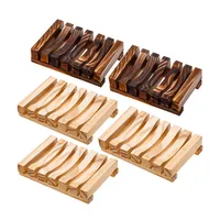 Natuurlijke bamboe houten zeepgerechten bordbak houder doos doos met douche hand wassen zeephouders