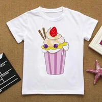 24m-8t 소년 T 셔츠 여름 친구 아이스크림 개 버거 티셔츠 소녀 O-Neck Funny Girls 레트로 아이 셔츠