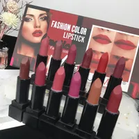 Makeup Famous barand 12pcs set Matte Lipstick 12color lip gloss make up cosmetic lips kit291R
