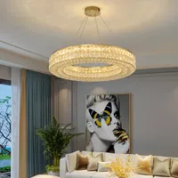 Hanglampen gouden luxe moderne ring kristallen kroonluchter voor levende eetkamer hanglampen huis hangende lamp decor verlichtingsarmaturen