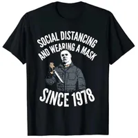 Мужские футболки с социальным дистанцированием и в маске с 1978 года футболки ужасов фильмы Хэллоуин Tee Tops