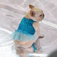 Designer de luxo francês Pet Dog Apparel Summer Fish Fish Scales Spring e Autumn Teddy Cat Duas pernas usam para roupas de cães pequenos médios roupas