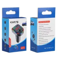 F5 F6 CAR Bluetooth FM Kit Kit Cargador de teléfono celular con luces coloridas 3.1A Receptor de audio inalámbrico Dual USB de carga rápida de carga rápida