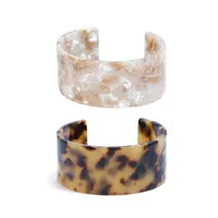 Charmarmband javrick akryl sköldpaddsskal bred brun leopard tryck mode smycken lady ring244d