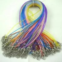 100Pcs lot Adjustable Strands 2mm Handmade Candy colors Pvc Rubber Rope Necklaces & Pendant Charms Findings Lobster Clasp Cord Strings Choker Component Accessories