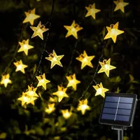 Cadenas Solar Powered Star Twinkle Outdoor Lights 8 modos Patio de cuerda impermeable para patio de patio LED de boda