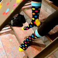 Men's Socks Colorful Happy Men Dots Pattern Hip Hop British Casual Harajuku Novelty Dress Designer Brand Skate Funky Gift