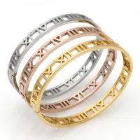 Moda de luxo Prata de aço inoxidável Jóias de pulseira romana Bulbões de ouro rosa para mulheres amor