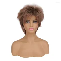 Perruques synthétiques fantaisistes w Cheveux naturels Femmes courtes raies ombre brun perruque blonde résistante au tobi22 blanc