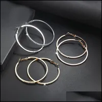Hoop Hie Earrings المجوهرات الموضة مع دائرة الراين ، حلقة ألوان ذهبية كبيرة بسيطة للنساء 137 U2 Drop Delivery 2021 24JDS