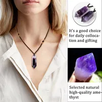 Pendant Necklaces Natural Polished Jewelry Necklace Amethyst Pillar Gemstone Point Healing Chain Power Rough Crystal And Stones SpiritualiPe