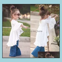 Girls Dresses Europe Fashion Spring Summer Baby Dress Kids Cotton Flare Sleeve Ruffles Tops Tail Child Mxhome Dhvpb