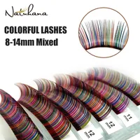 Natuhana 믹스 컬러 속눈썹 확장 화려한 속눈썹 밍크 가짜 개인 무지개 색깔의 속눈썹 814mixed Natural Makeup 220623