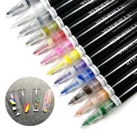 MYBORMULA 12 Colors 3D Polish Dotting Drawing Nail Art Pen DIY Graffiti Design Dot Painting Varnish Manicure Adorn Tool 220613