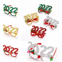Fashion Glitter Christmas Glasses Decoration 2022 Holiday Glass Frame Xmas Home Decorations Gifts SXJUL27