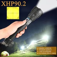 XHP90.2 Mycket kraftfull LED 300000 lm LED -fackla Taktiska ficklampor XHP70 USB -uppladdningsbar Flash Light XHP50 Work Lamp297E