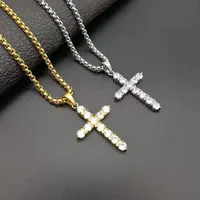 Colliers pendants Hip Hop Claw Réglage CZ Stone Bling Iced Out Litter Cross en acier inoxydable pour hommes Femmes Rappen jumeau