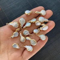 Hänghalsband 2st oregelbundna plattformar naturliga sötvatten pärla charm diy handgjorda vindklockor damer smycken tillbehörspendant